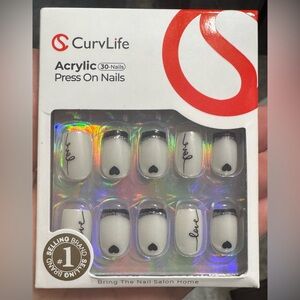 NEW! Curvlife Acrylic Love Heart Square Press-On Nails